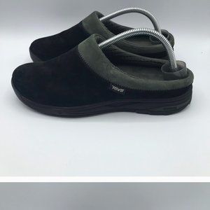 Teva Black Suede Clogs